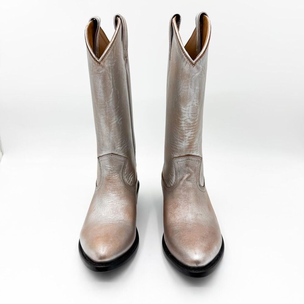 Frye Billy Pull On Silver Metallic Western Cowboy Boots Size 8 - Picture 2 of 11